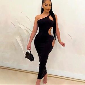 BRAND NEW black cutout midi dress! #trendy #fashion #dress #baddie #style
